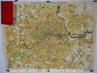 Antique Folding Pocket Map of London. Pre WWII 