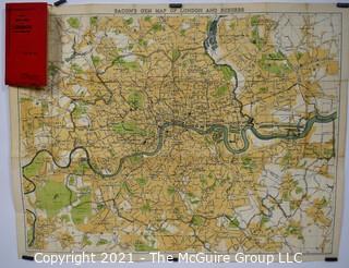 Antique Folding Pocket Map of London. Pre WWII 