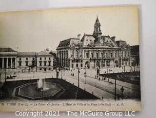 Antique Group of French Souvenir Items Including French Post Cards and Maps.