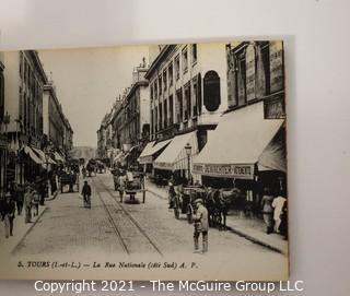 Antique Group of French Souvenir Items Including French Post Cards and Maps.