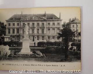 Antique Group of French Souvenir Items Including French Post Cards and Maps.