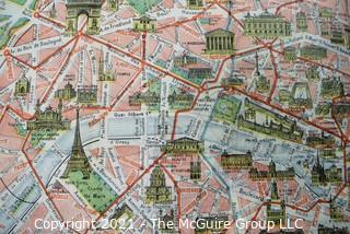 Antique Folding Pocket Map of Paris.  Pre WWII