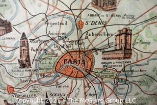 Antique Folding Pocket Map of Paris.  Pre WWII