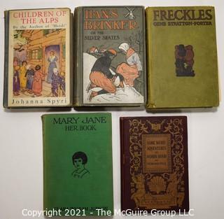 Five Antique Children's Books: Hans Brinker, etc