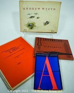 Collection of Calligraphy Books and Book on Andrew Wyeth