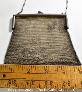 Victorian Sterling Silver Chain Mesh Hand Bag or Coin Purse.  Measures 4" x 5"