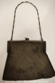 Victorian Sterling Silver Chain Mesh Hand Bag or Coin Purse.  Measures 4" x 5"