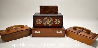 Collection of Vintage Hand Crafted Wooden Boxes