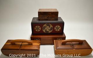 Collection of Vintage Hand Crafted Wooden Boxes