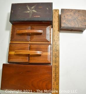 Collection of Vintage Hand Crafted Wooden Boxes