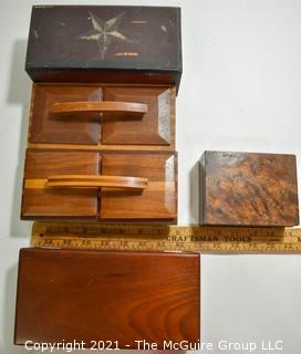 Collection of Vintage Hand Crafted Wooden Boxes