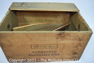 "High Exposives -Dangerous" Finger Jointed Wooden Box; some damage  