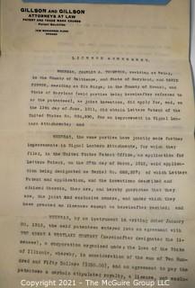 Collection of paperwork relating to the granting of a patent in 1912 for railroad signal-lanterns 