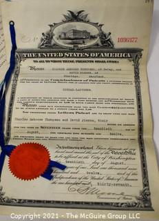 Collection of paperwork relating to the granting of a patent in 1912 for railroad signal-lanterns 