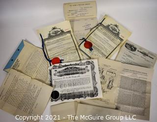 Collection of paperwork relating to the granting of a patent in 1912 for railroad signal-lanterns 