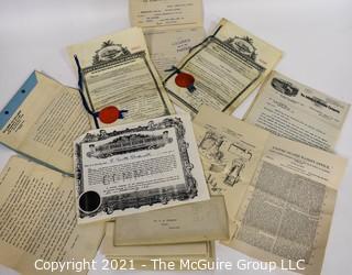 Collection of paperwork relating to the granting of a patent in 1912 for railroad signal-lanterns 