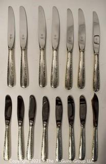 Set of Sterling Silver Flatware by Gorham in the Camilla Pattern; 1160 grams excluding dinner knives (shown separately).  