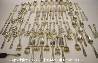 Circa 1900; 91 piece set of Sterling Silver Flatware by Hennegen Bates; 2670 grams excluding dinner knives (but included in set) (Note: Description changed 6.26 @ 9:24am)