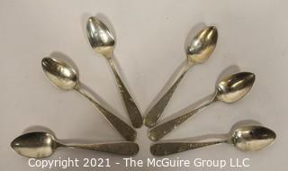 Set of (6) Kahn Bros Sterling Silver Sugar Spoons; 112g.