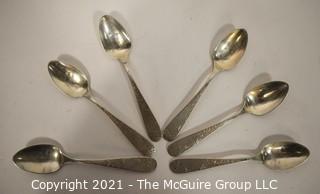 Set of (6) Kahn Bros Sterling Silver Sugar Spoons; 112g.