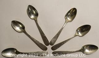 Set of (6) Kahn Bros Sterling Silver Sugar Spoons; 112g.