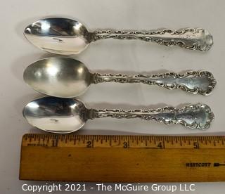 Set of Three (3) J S MacDonald, Baltimore, Engraved Sterling Silver Spoons.  Some Damage to end; 86 g