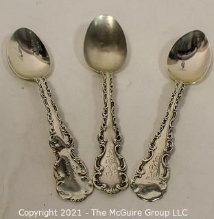 Set of Three (3) J S MacDonald, Baltimore, Engraved Sterling Silver Spoons.  Some Damage to end; 86 g