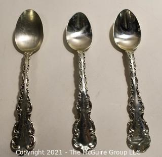 Set of Three (3) J S MacDonald, Baltimore, Engraved Sterling Silver Spoons.  Some Damage to end; 86 g