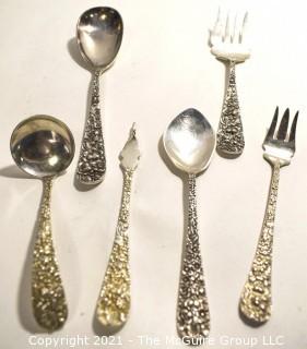 Five (5) Sterling Silver Flatware & Serving Pieces in the Stieff Rose Repousse Pattern by Kirk Stieff.