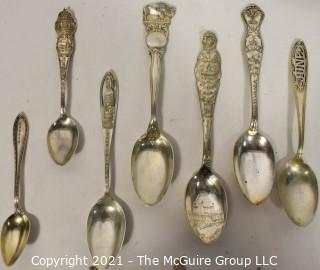 Collection of Antique Sterling Silver Souvenir Spoons. Includes Larkin Factory Spoon.  Weighs 198 g.