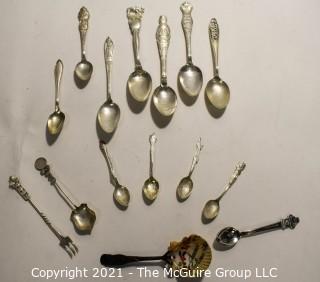 Collection of Antique Sterling Silver Souvenir Spoons. Includes Larkin Factory Spoon.  Weighs 198 g.