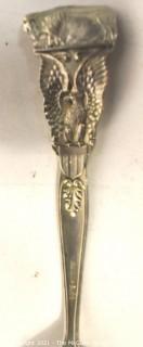 Collection of Antique Sterling Silver Souvenir Spoons. Includes Larkin Factory Spoon.  Weighs 198 g.