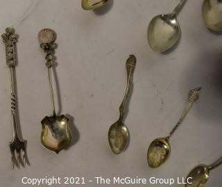 Collection of Antique Sterling Silver Souvenir Spoons. Includes Larkin Factory Spoon.  Weighs 198 g.