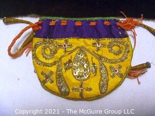 Vintage Sead Bead Embroidered Purse with Trim and Butterfly Necklace