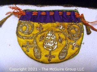 Vintage Sead Bead Embroidered Purse with Trim and Butterfly Necklace