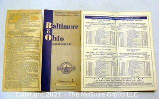 Two (2) Train Ephemera Booklets.  1940 World's Fair Railroads on Parade and B&O Railway Timetable and Map