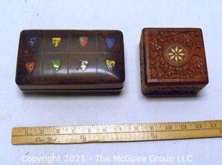 Two Small Jewelty Boxes ; Wood and Italy Leather