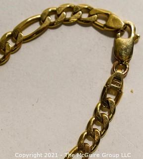 14kt Gold Stamped Flat Link Bracelet with Damaged Pendant Bezel Frame; 15g