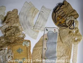 Collection of Victorian Antique Lace and Hand Embroidered Collars, Cuffs and Trims. 