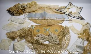 Collection of Victorian Antique Lace and Hand Embroidered Collars, Cuffs and Trims. 