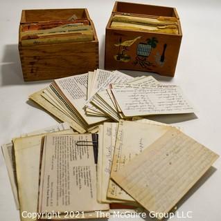 Two (2) Vintage Recipe Boxes Full of Hand Written Recipes. 