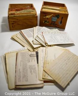 Two (2) Vintage Recipe Boxes Full of Hand Written Recipes. 