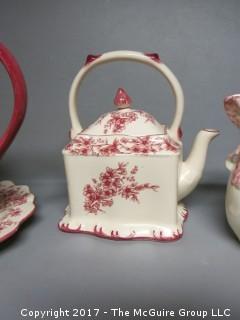 3 ceramic pitchers; tallest 9 1/2" 