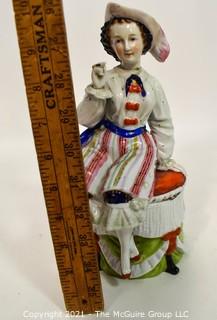 Vintage French Porcelain China Figural Humidor of Woman.