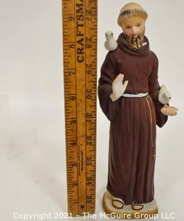 Vintage Porcelain China Saint Francis of Assisi Statue or Figurine by Napco. 