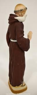 Vintage Porcelain China Saint Francis of Assisi Statue or Figurine by Napco. 