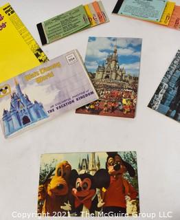 Group of Walt Disney World and Universal Studios Theme Park Souvenirs, Tickets and Flyers