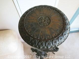 Bronze Art Deco Lamp; circa 1920's; Marina Paris (19 1/2"T; resting on metal tripod stand (48"T) 