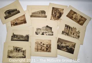 Collection of Black & White Lithograph Book Pages of Landmarks