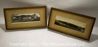 Two (2) Framed Under Glass Antique Panorama Real Photo Postcards of Berkeley Springs, WV 